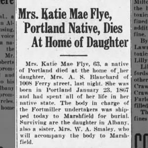 Obituary for Katie Mae Flye