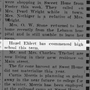 1930 09 20 HAZEL EHLERT starts high school, Albany Democrat Herald,P6,C7,Mid,V64,No62-SRM