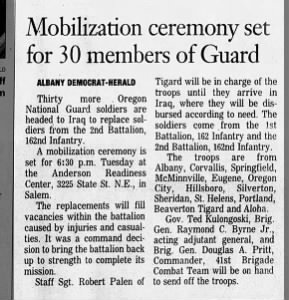 Oregon National Guard mobilization ceremony in Salem, Oregon on 8-24-2004.